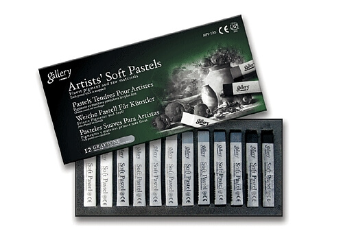 Levně Suché pastely Mungyo Gallery Soft Pastel Gray MPV12G 12 barev