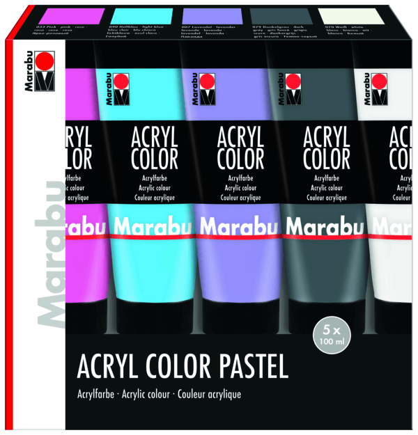Akrylové barvy Marabu Acryl Color sada 5 x 100 ml pastelové barvy