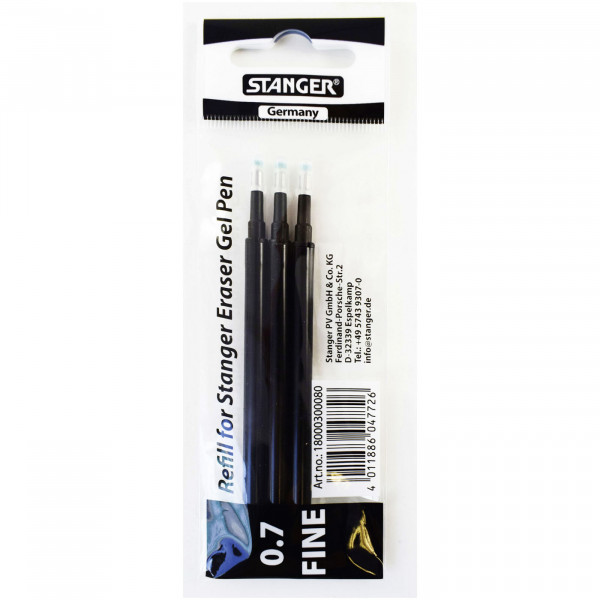 Levně Stanger Eraser 18000300080 3 ks náplně 0,7 mm černé