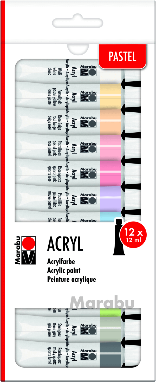 Akrylové barvy Marabu Acrylic Paints 12 x 12 ml - pastelové barvy