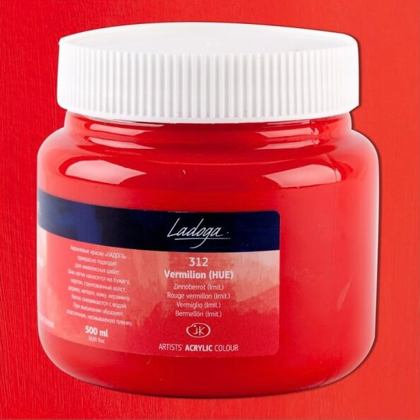 Levně Nevskaya Palitra Ladoga 2224312 Akrylová barva 500 ml, červená rumělka 312