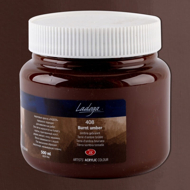 Levně Nevskaya Palitra Ladoga 2224408 Akrylová barva 500 ml, hnědá umbra pálená 408