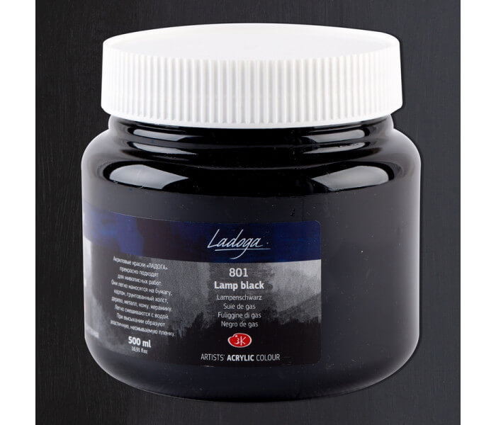 Levně Nevskaya Palitra Ladoga 2224801 Akrylová barva 500 ml, černá lamp 801