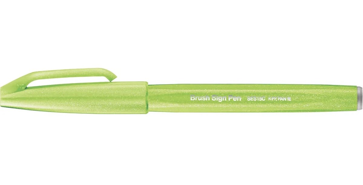 Levně Štětcový fix Pentel Brush Pen Sign SES15 - zelený světle