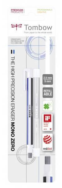 Levně Tombow EHR-KUS Mono Zero guma v tužce plochá 2,5x5 mm pruhovaná + náplně blistr