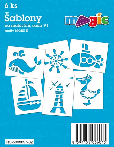 Levně Magic šablony papírové 6 ks sada V1 - Moře II