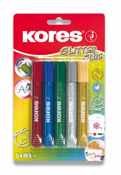 Levně Kores Glitter Glue, dekorační barevná lepidla 5x10,5 ml