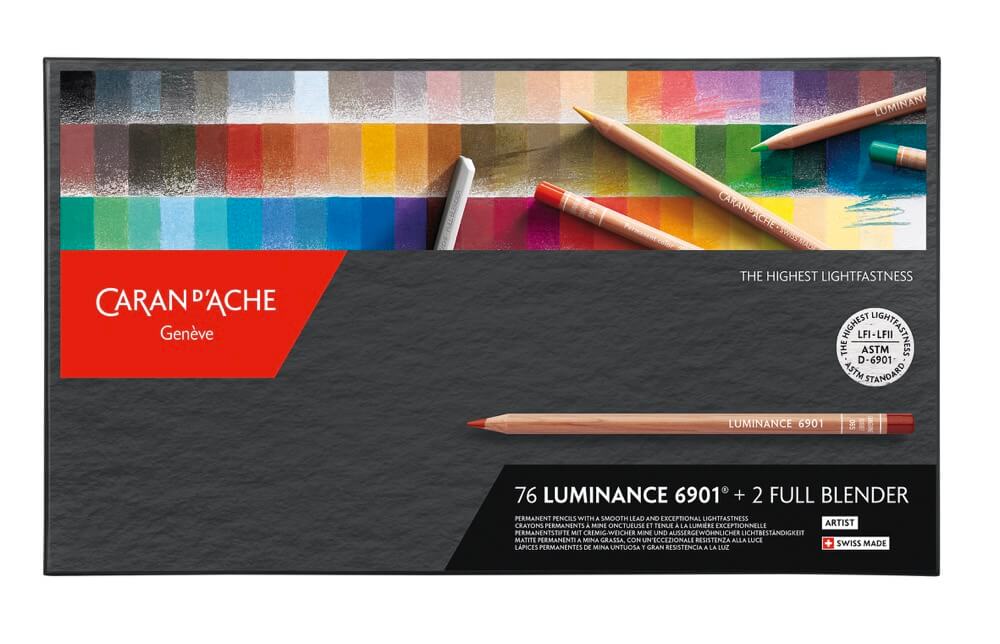 Caran D'ache Luminance 76 barev + 2 blendery - umělecké pigmentové pastelky