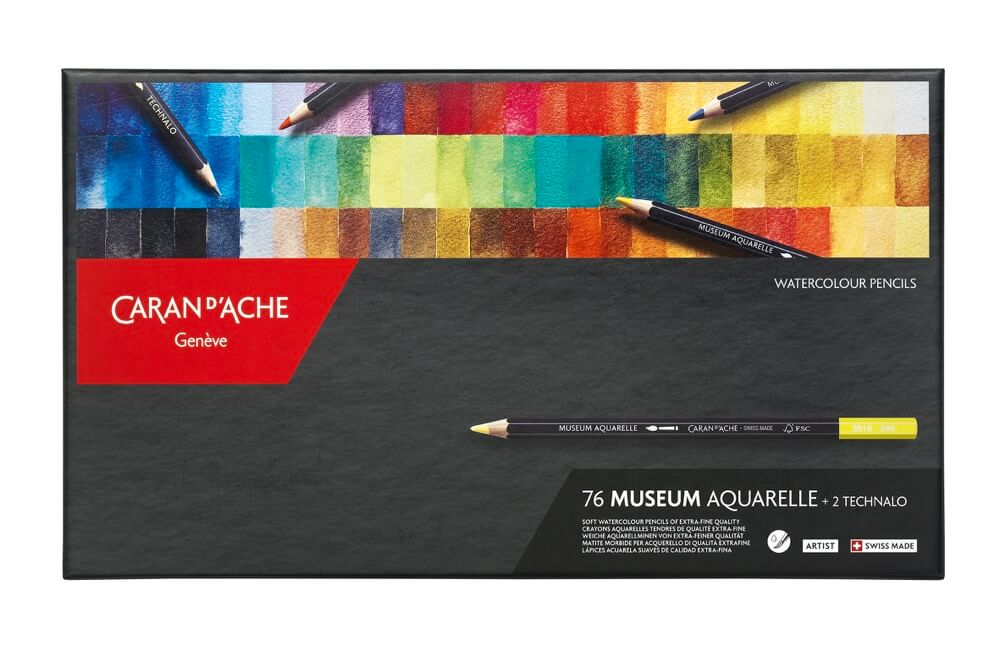 Caran D'ache Museum Umělecké akvarelové pastelky, 76 barev, šestihranné, kartonový box