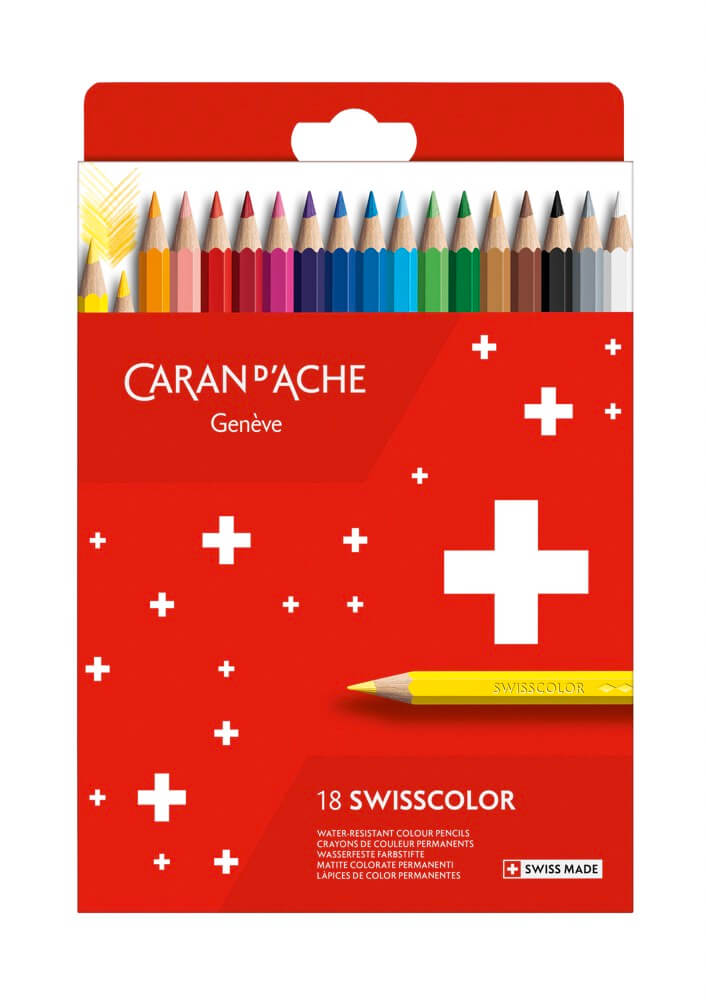 Caran D'ache Swisscolor permanentní pastelky 18 barev, kartonová krabička