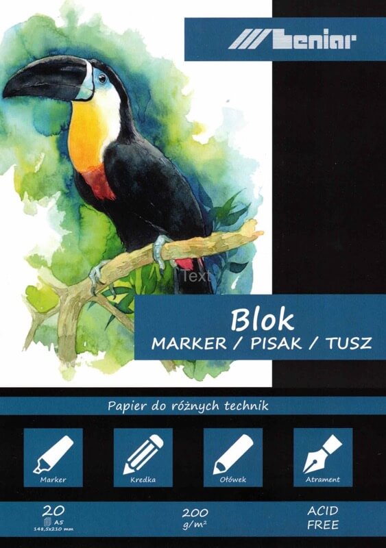 Levně Leniar Marker - Blok hlazených papírů na fixy A5, 200 g/m2, 20 listů, lepená vazba