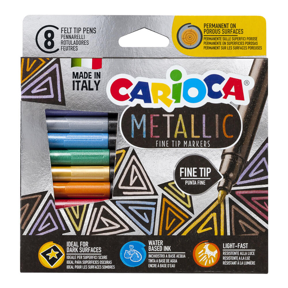 Levně Carioca Metallic Fine Tip metalické popisovače 8 ks