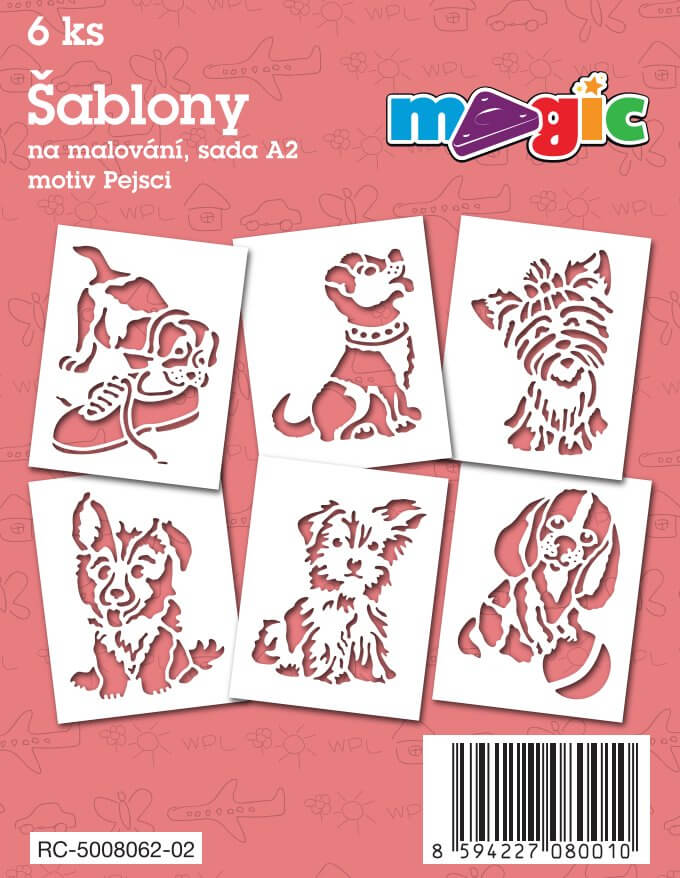 Levně Magic šablony papírové 6 ks sada A2 - Pejsci
