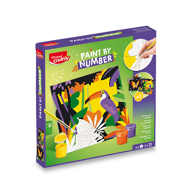 Kreativní sada Maped Creativ Paint by Number – malování podle čísel, motiv tukan a motýl