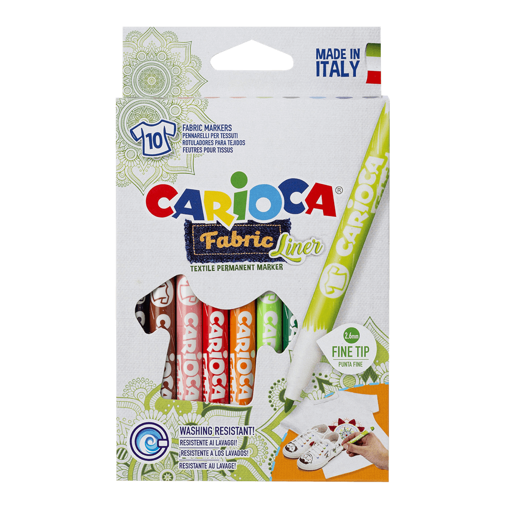Levně Carioca textilní fixy tenké – sada 10 ks