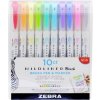 Štětcové fixy oboustranné ZEBRA Mildliner Brush & Marker, sada 10 barev