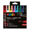 Akrylové štětcové popisovače POSCA PC-5BR – sada 8 základních barev, šířka stopy 1–4 mm