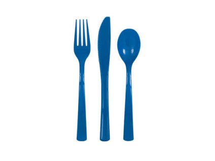 Příbory plastové modré 6 sad