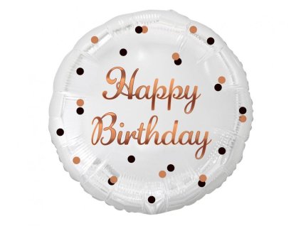 Balonek foliový HAPPY BIRTHDAY bílý