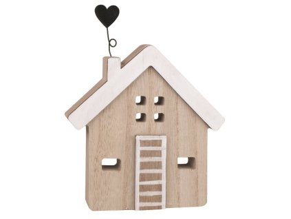 DOMEČEK dřevěný s kovovým srdcem