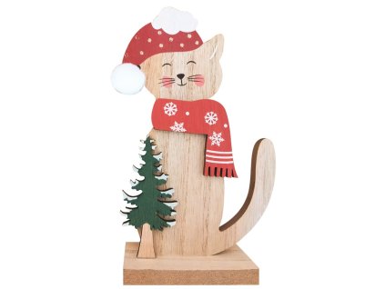 KOČKA vánoční dřevěná 22cm
