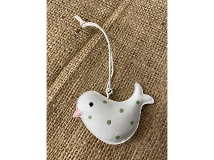 Bílý kovový ptáček