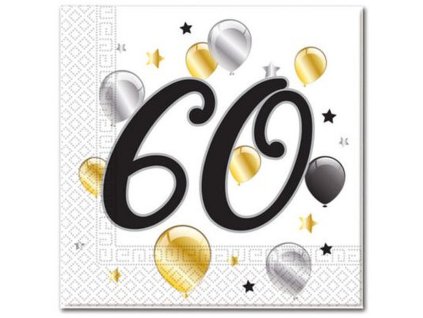 serwetki 60 urodziny balloons rozm 33x33 cm 20