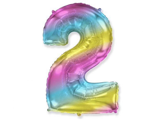 Balon foliový číslice 2 duhová 85cm