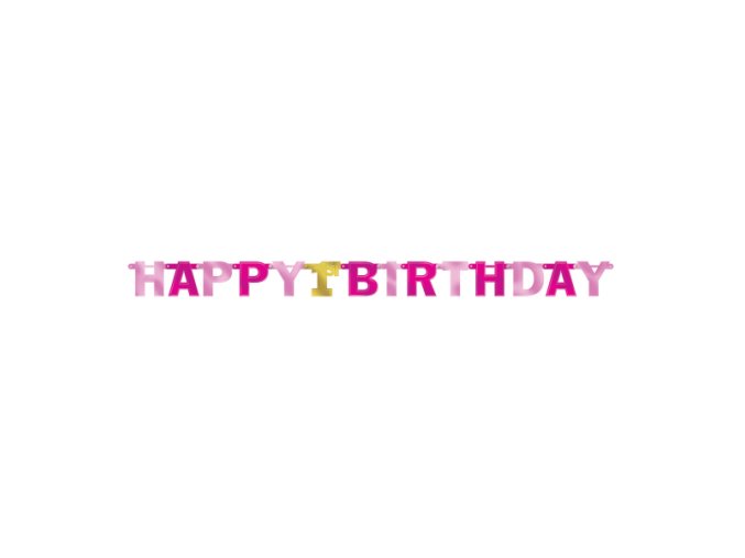 Girlanda Happy Birthday 1.rok růžová