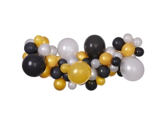 Girlanda balonowa DIY Srebrno zloto czarna, 65 szt. 31379