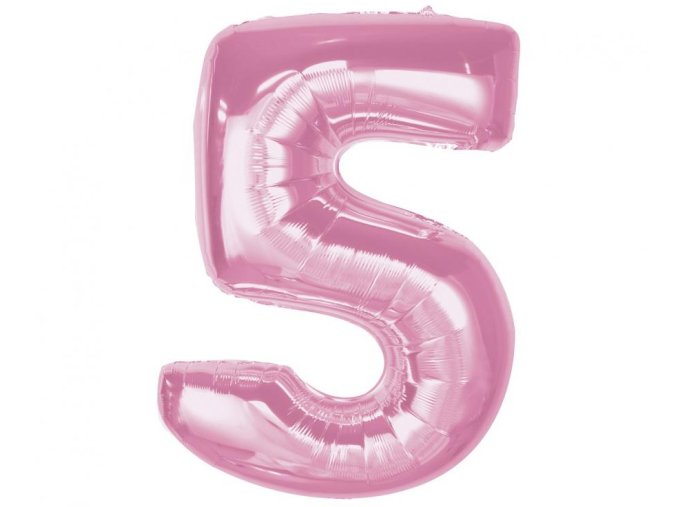 Balon foliový číslice 5 SVĚTLE RŮŽOVÁ 92cm