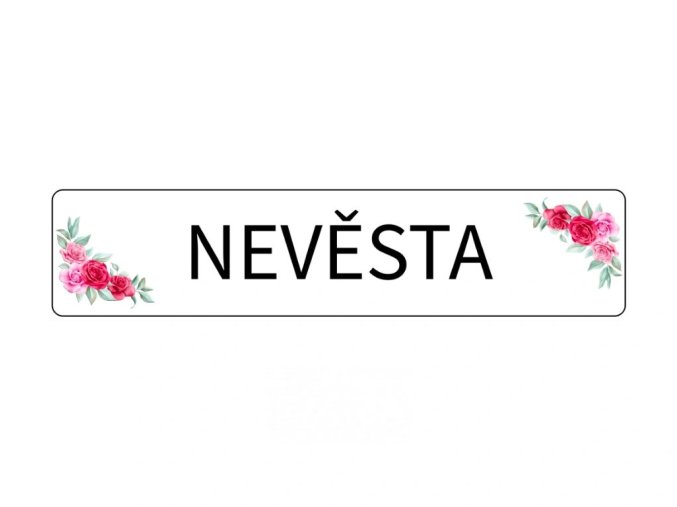 8251 1 svatebni cedulka spz nevesta s ruzemi spz na svatebni auto
