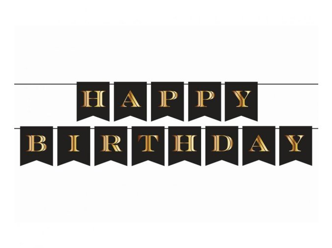 Girlanda HAPPY BIRTHDAY černo-zlatá 250cm