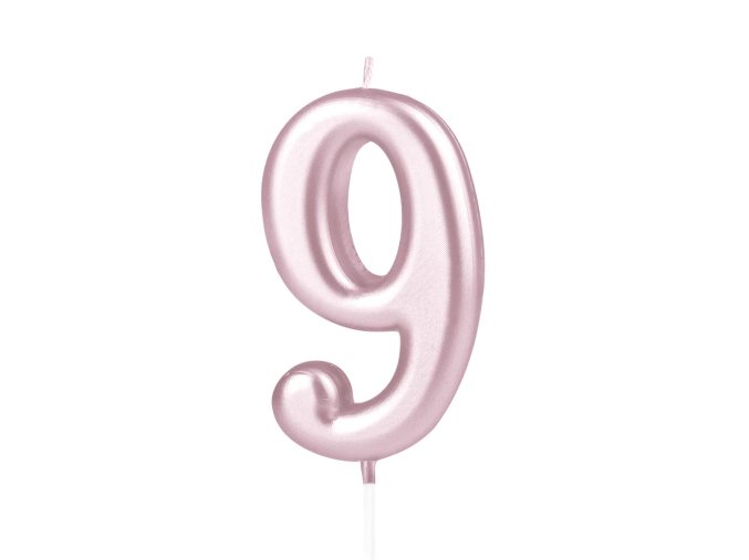 Swieczka cyfra rose gold 9 420260