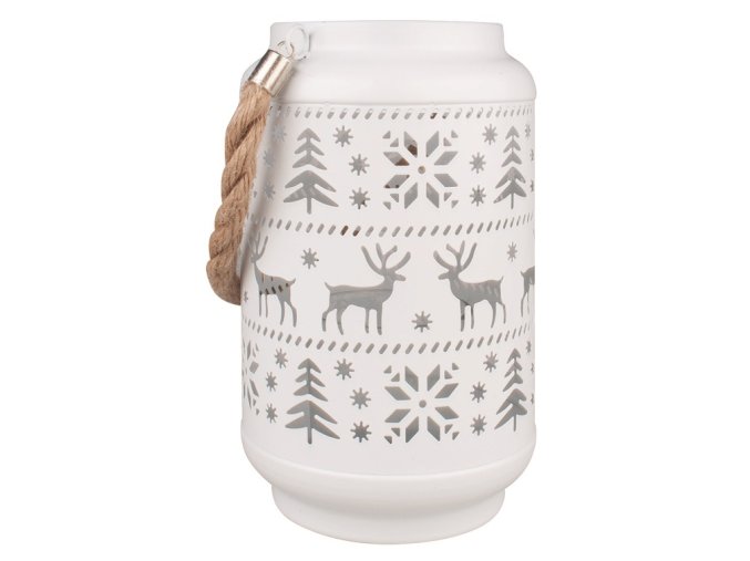 Kovová lucerna s jeleny 12 x 20 cm