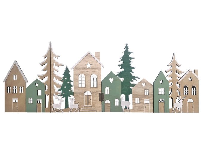Dřevěné leporelo městečko na postavení 58x21cm