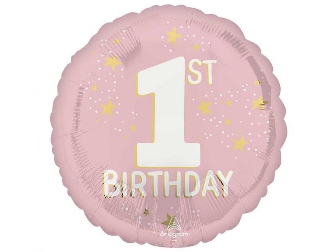 Balonek foliový 1.narozeniny růžový