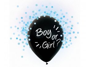 Balónky BOY OR GIRL s modrými konfetami 4ks