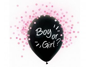 Balónky BOY OR GIRL s růžovými konfetami 4ks