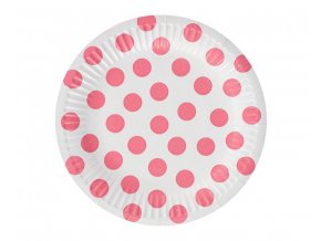 Talíře malé papírové s puntíky růžové 6ks