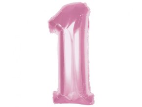 Balon foliový číslice 1 SVĚTLE RŮŽOVÁ 92cm