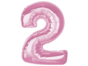 Balon foliový číslice 2 SVĚTLE RŮŽOVÁ 92cm