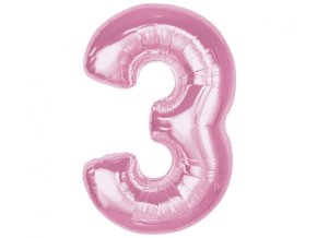 Balon foliový číslice 3 SVĚTLE RŮŽOVÁ 92cm