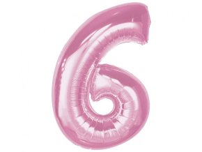 Balon foliový číslice 6 SVĚTLE RŮŽOVÁ 92cm