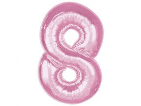 Balon foliový číslice 8 SVĚTLE RŮŽOVÁ 92cm