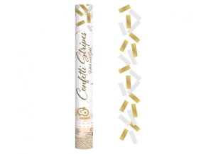Vystřelovací konfety zlato-bílé 40cm