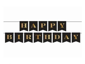 Girlanda HAPPY BIRTHDAY černo-zlatá 250cm