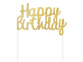 Zápich do dortu Happy Birthday zlatý