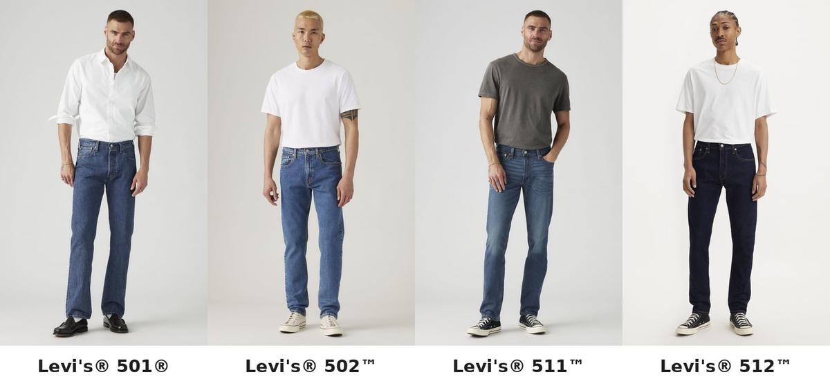Pánske rifle Levi's® 501, 502, 511 a 512 – porovnanie strihov