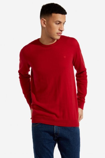 Pánsky pulóver Wrangler® W85672P47 CREW Knit RED
